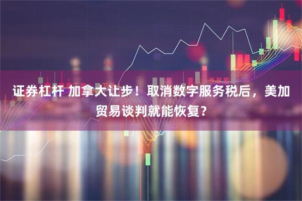 证券杠杆 加拿大让步！取消数字服务税后，美加贸易谈判就能恢复？